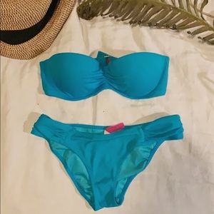 Victoria Secret Blue Bandeau Bikini 32B/XS